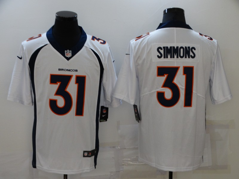 Men's Denver Broncos Justin Simmons #31 White Jersey